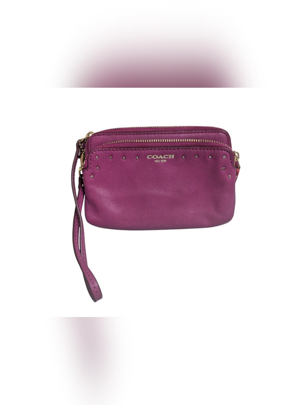Coach Fuchsia Leather Wristlet Studded Clutch Y2K